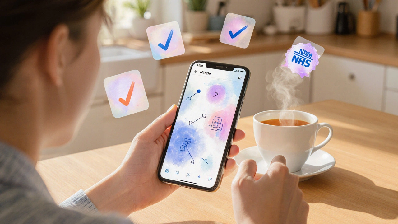 Person using phone for free health check, surrounded by a checklist of tips.