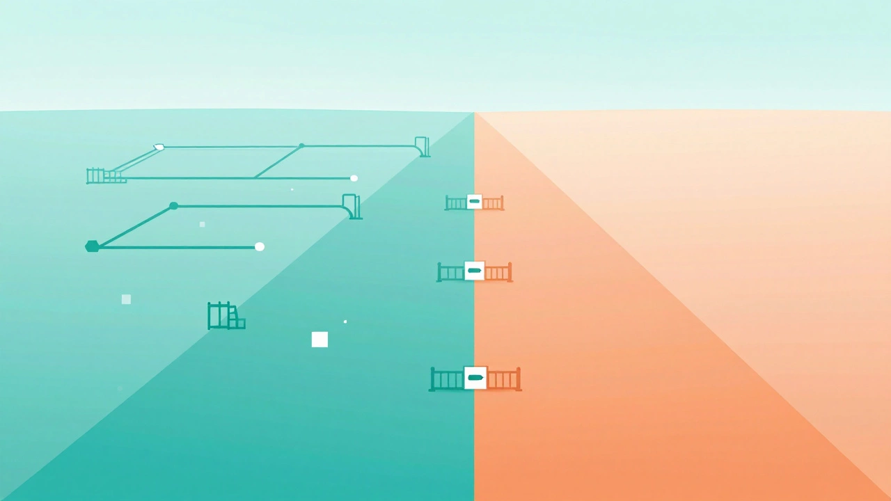 Illustration of two diverging paths representing healthcare choices
