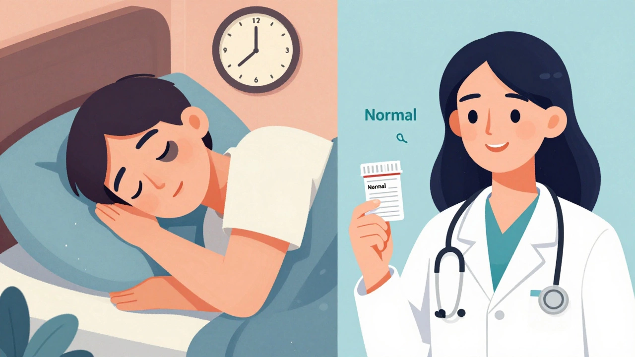 Split image showing restless sleep versus peaceful care after GP visit