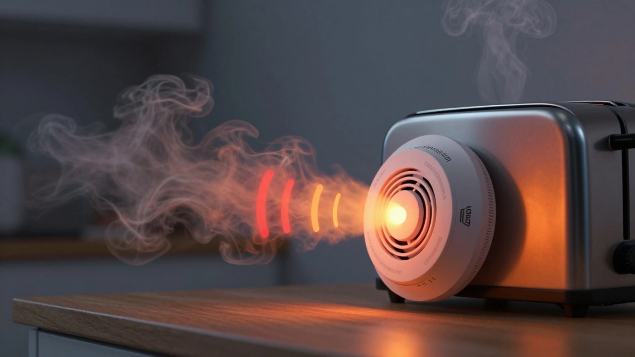 Smoke detector overreacting to steam, illustrating central sensitization
