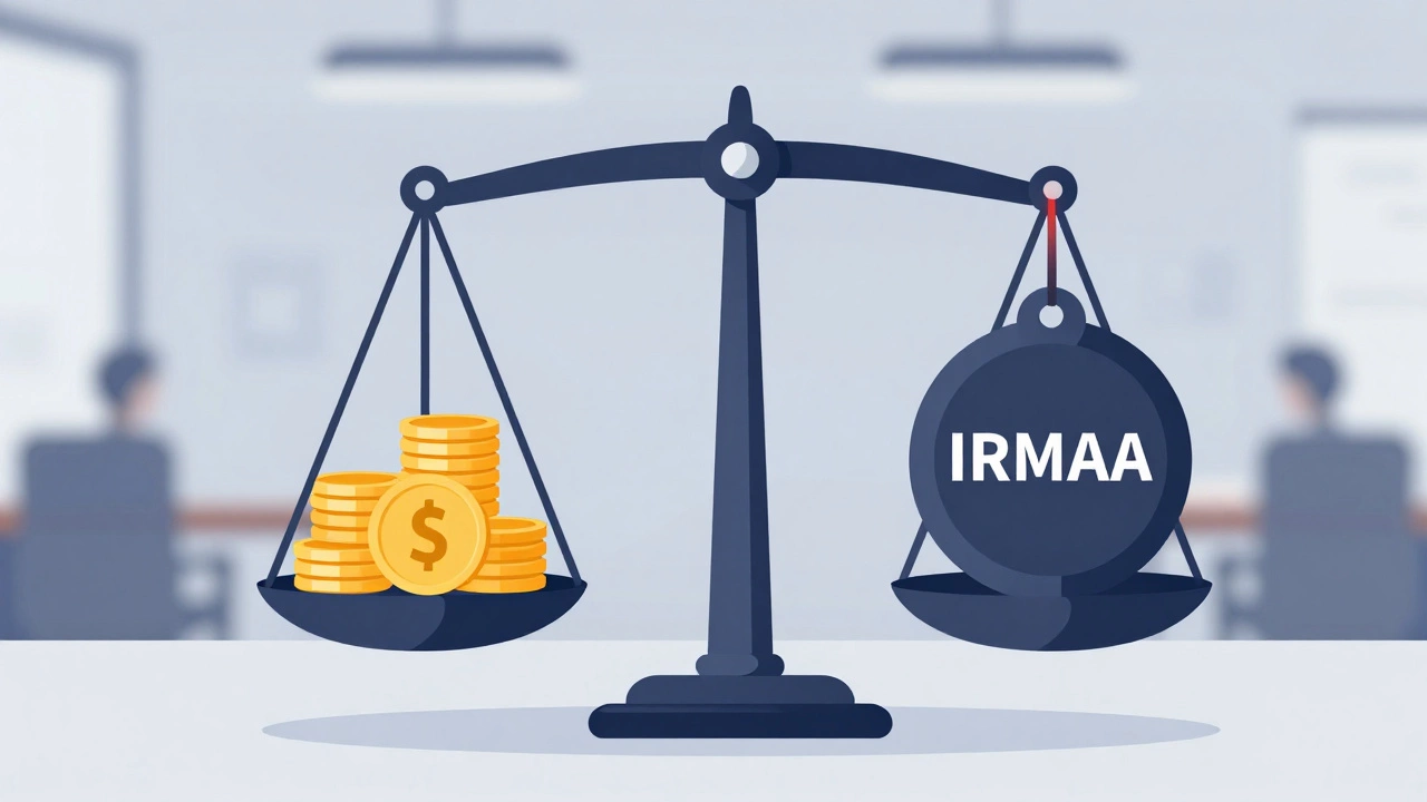 Conceptual scale showing income vs Medicare surcharges