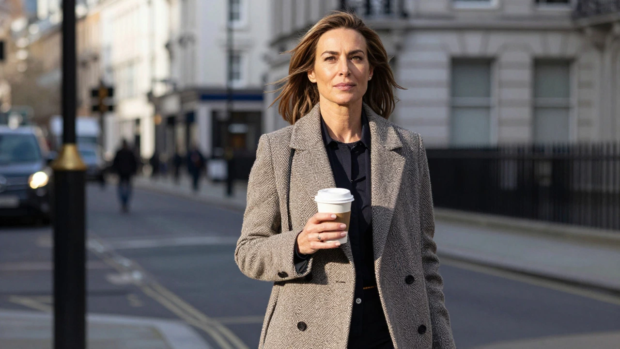 Confident woman walking on a London street after a cosmetic procedure