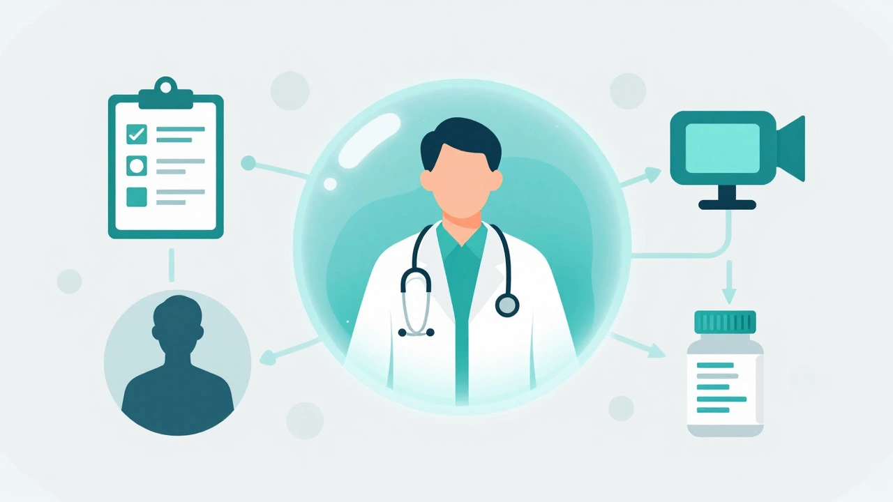 Illustration of a doctor and patient connected via digital telehealth services