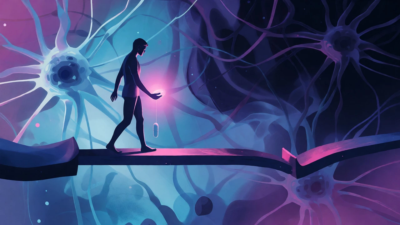 Conceptual art of balancing pain relief and side effects
