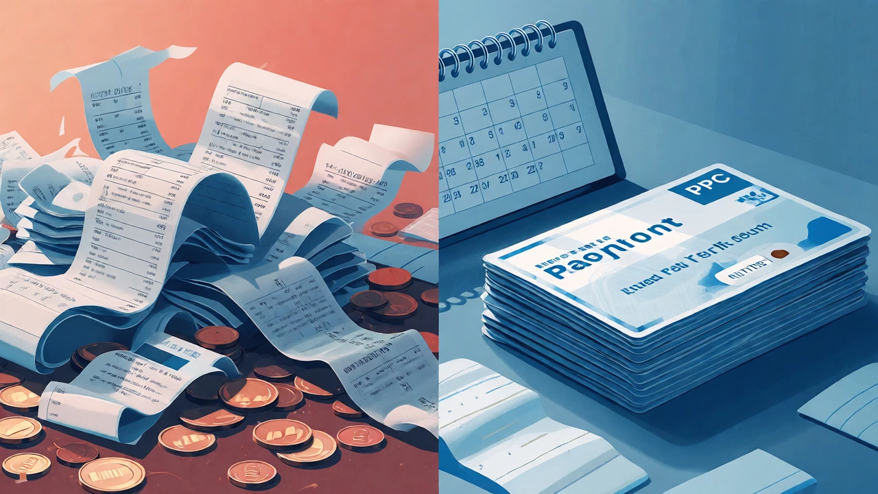 Visual comparison of scattered receipts versus organized prepayment certificates